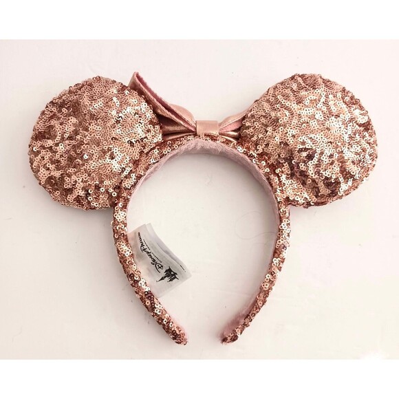 Disney Rose Gold Sequin Minnie Mouse Ears Headband - Picture 4 of 5